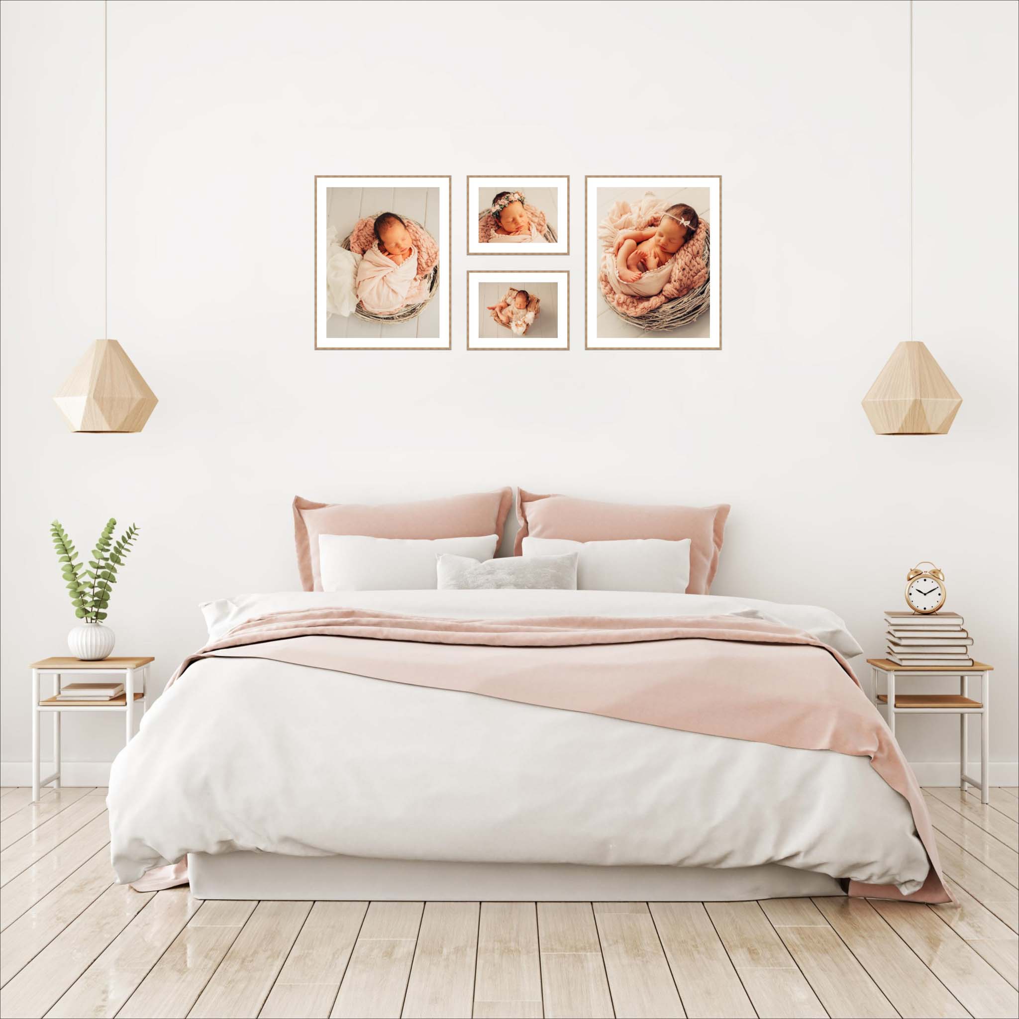 Babyfotograf München Babyfotograf München: Babyfotos Mädchen in rosa als Bilder an de Wand